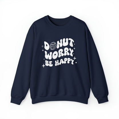 "Donut Worry Be Happy" Two Tone Crewneck Sweatshirt